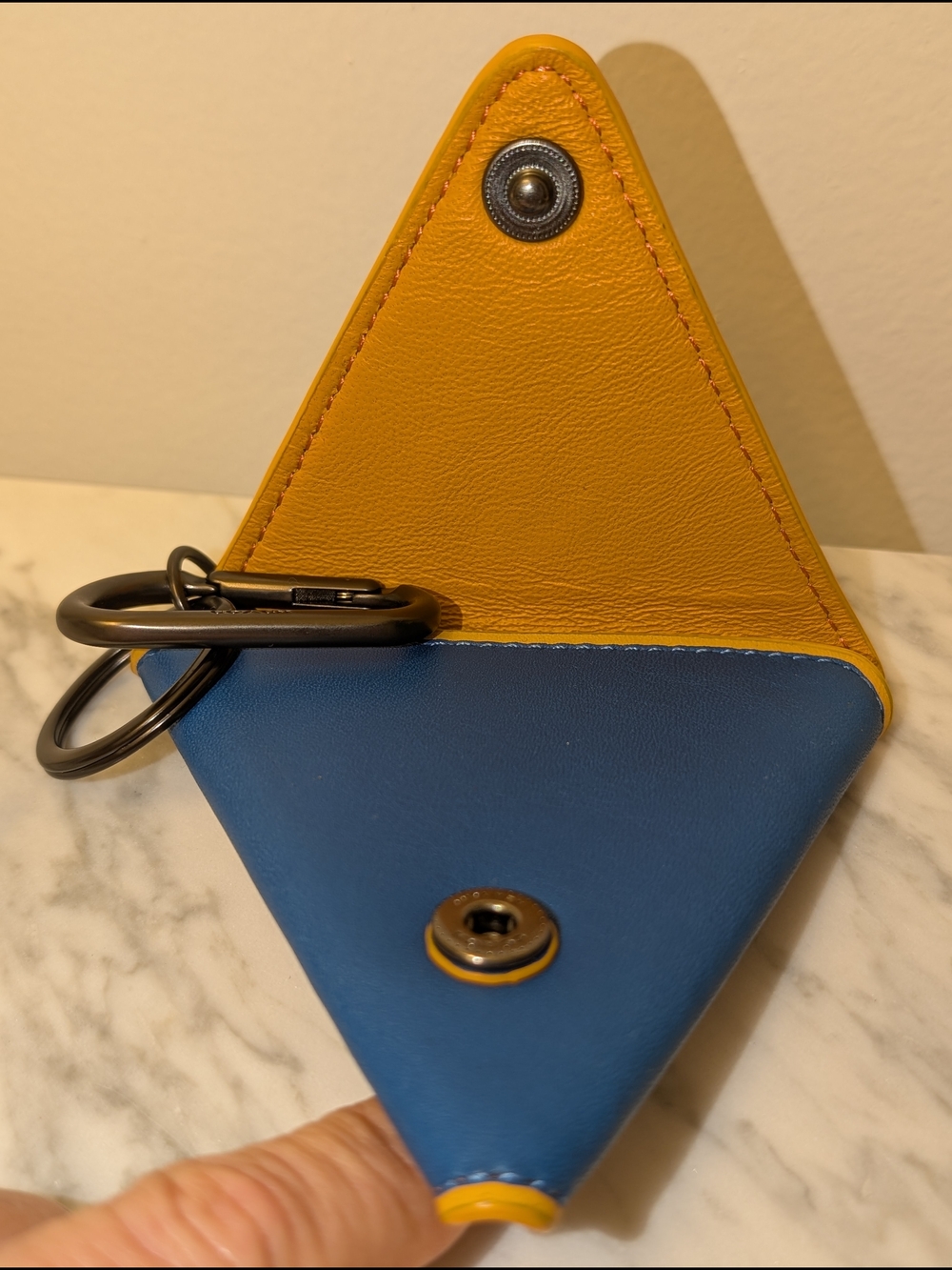 Coach Blue Leather Coin Pouch with Yellow Accent - Picture 3 of 6